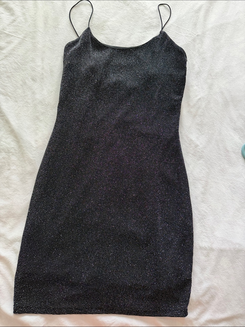 Olive Tree Black Sparkle Slip Dress with Spaghetti Straps